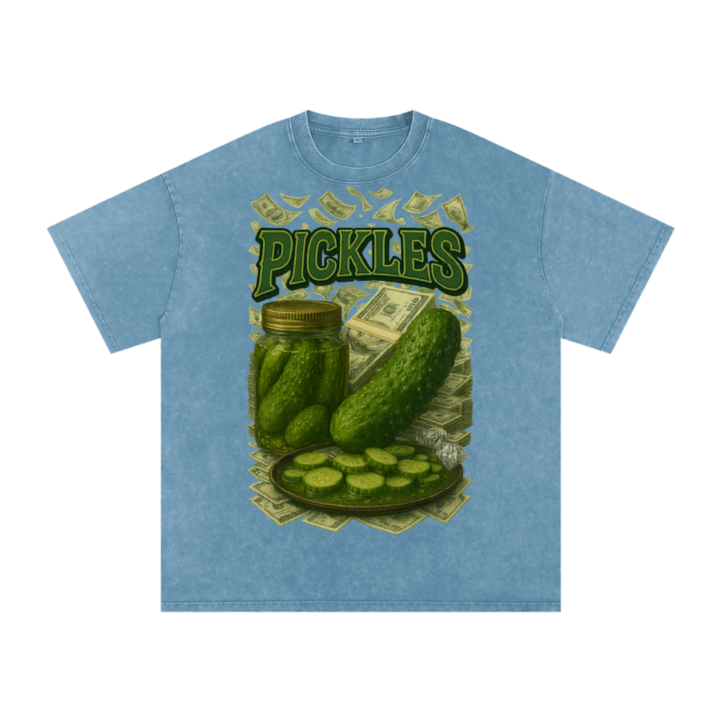 Pickles Rule Snow Washed Oversized Cotton T-Shirt