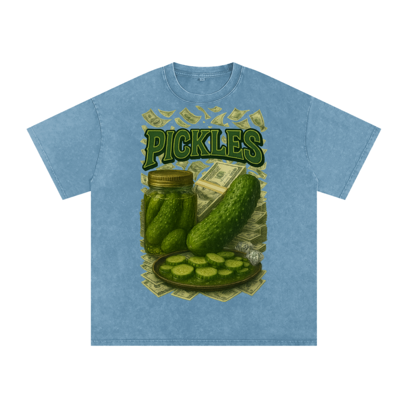 Pickles Rule Snow Washed Oversized Cotton T-Shirt