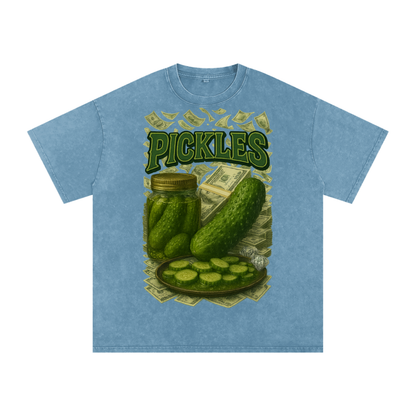 Pickles Rule Snow Washed Oversized Cotton T-Shirt