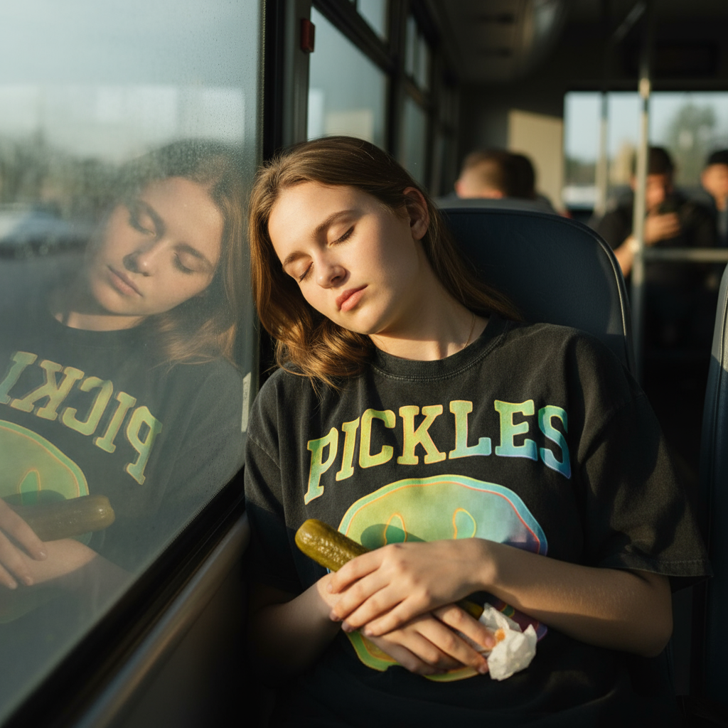 Glow Snow-Washed Oversized Pickle T-Shirt, alternate view 2
