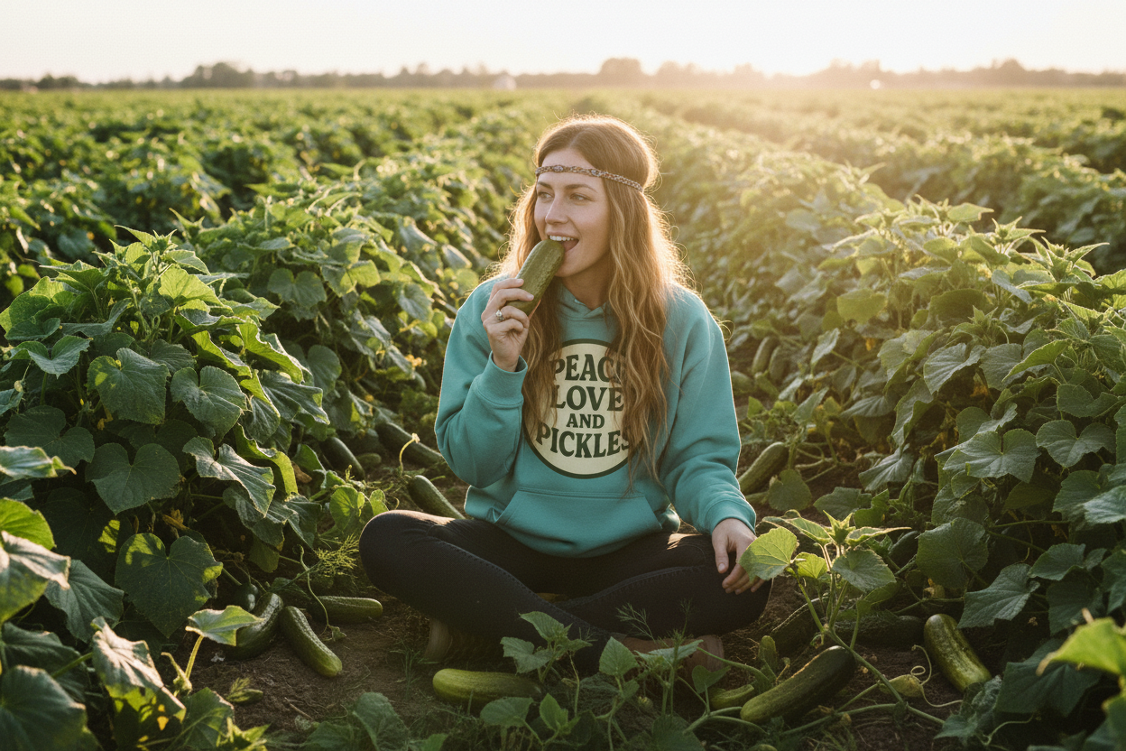 Peace Love and Pickles Oversize Fleeced Hoodie