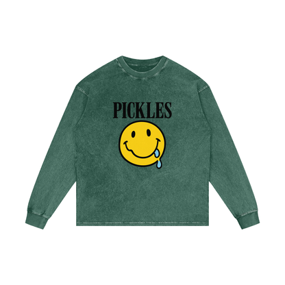 Pickles "make me feel" on Acid Wash Oversize Long Sleeve T-Shirt