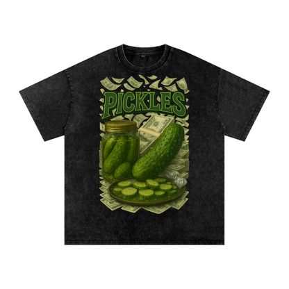 Pickles Rule Snow Washed Oversized Cotton T-Shirt