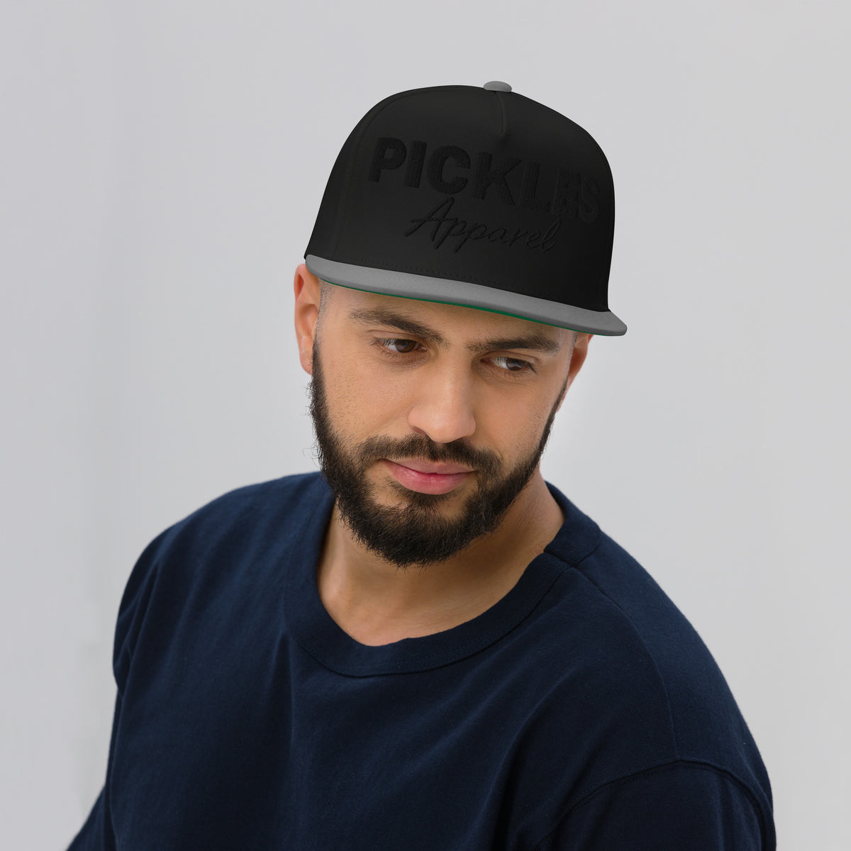 Flat Bill Snapback Pickle Cap, front view
