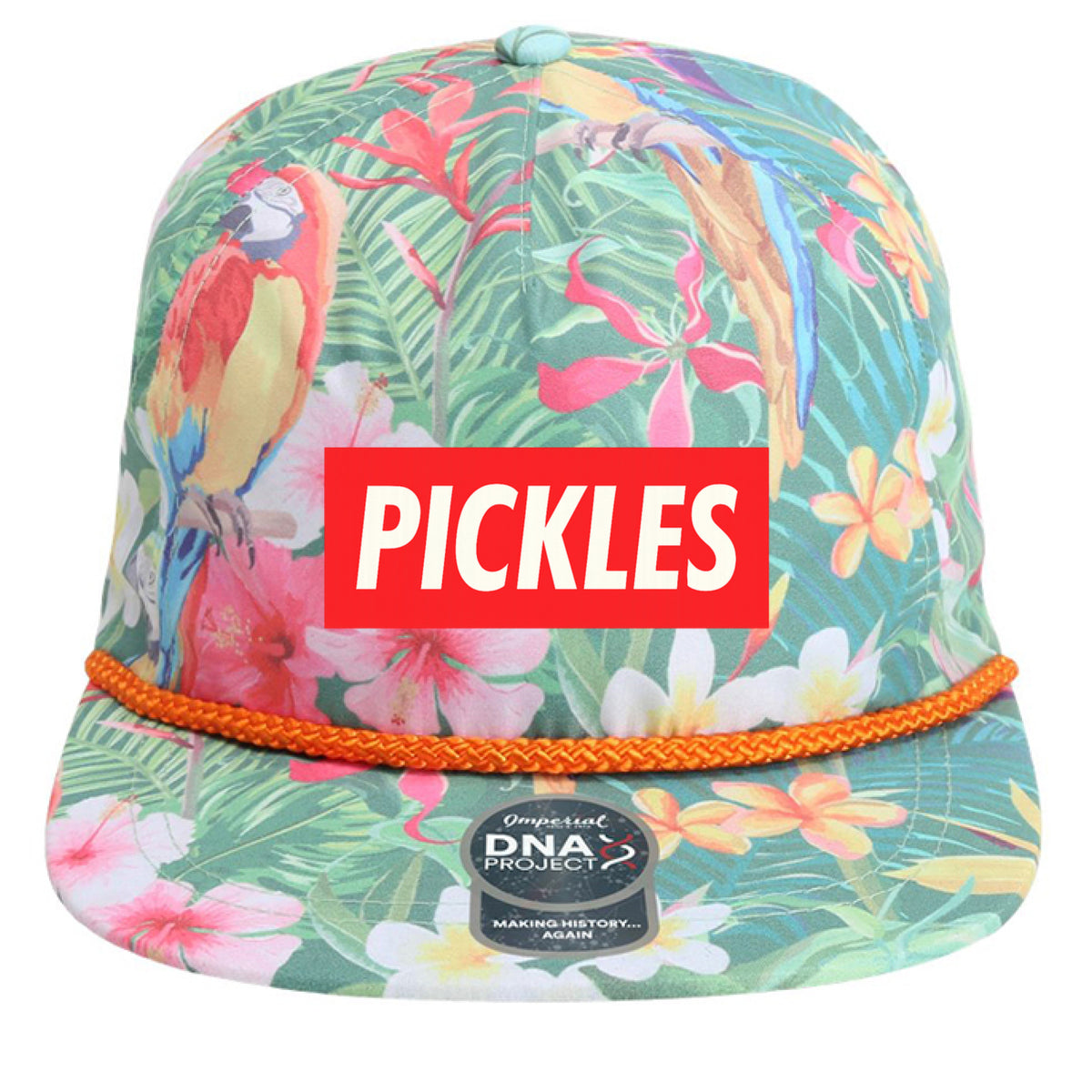 Heritage Five-Panel Rope Pickle Cap in Hawaiin Rainforest, front view