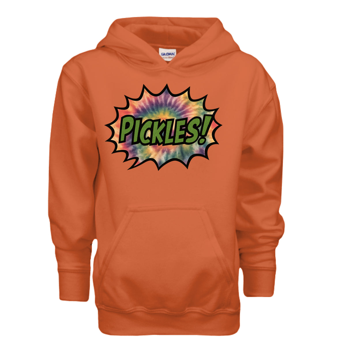 Bam Bam Logo Kids' Pickle Hoodie in ORANGE, front view