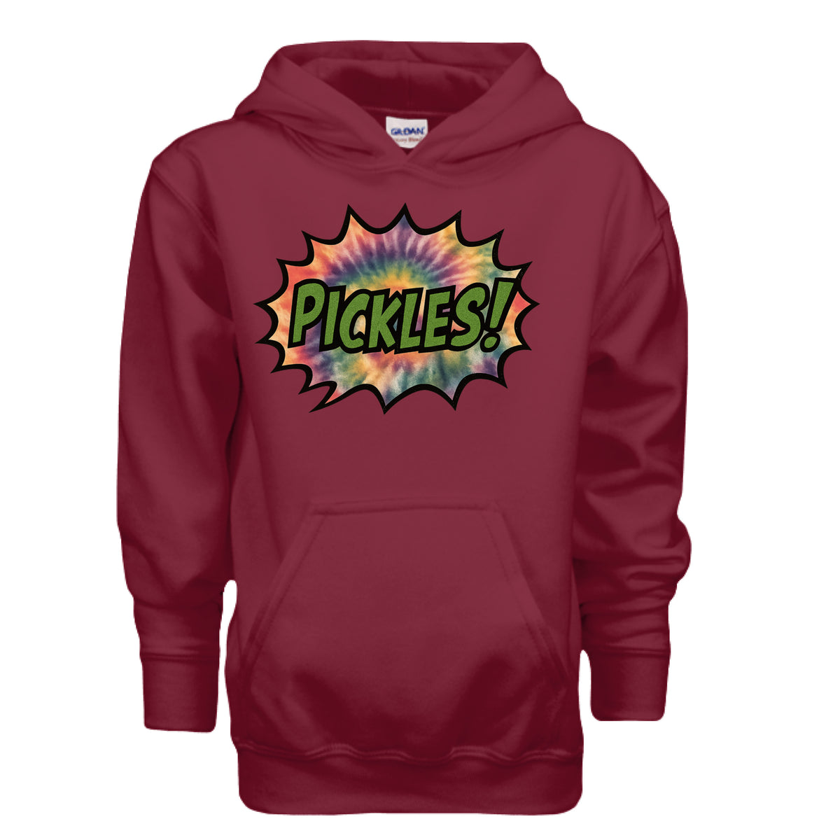 Bam Bam Logo Kids' Pickle Hoodie in CARDINAL RED, front view