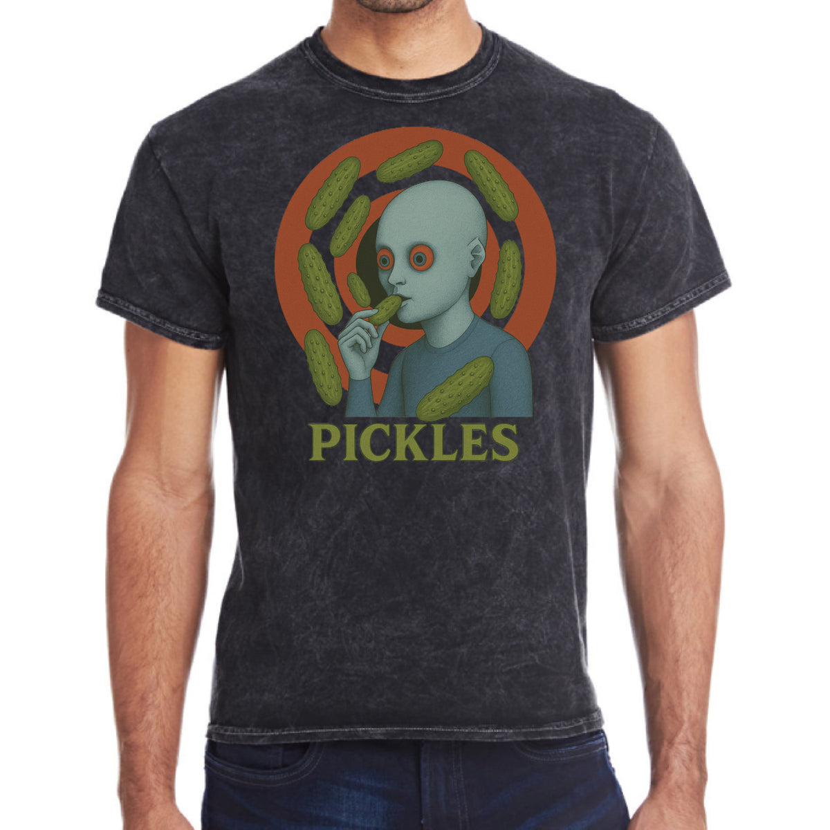 Fantastic Pickles Vintage Wash T-Shirt in MINERAL BLACK, front view