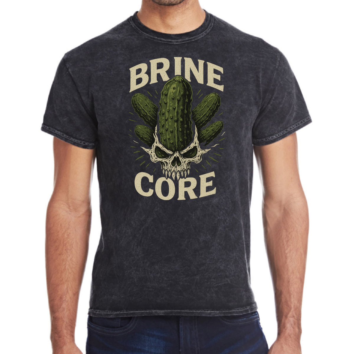Brine Core Vintage Wash Pickle T-Shirt in MINERAL BLACK, front view
