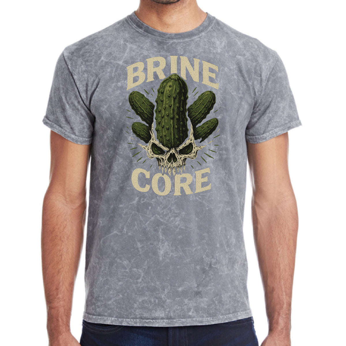Brine Core Vintage Wash Pickle T-Shirt in Mineral Gray, front view