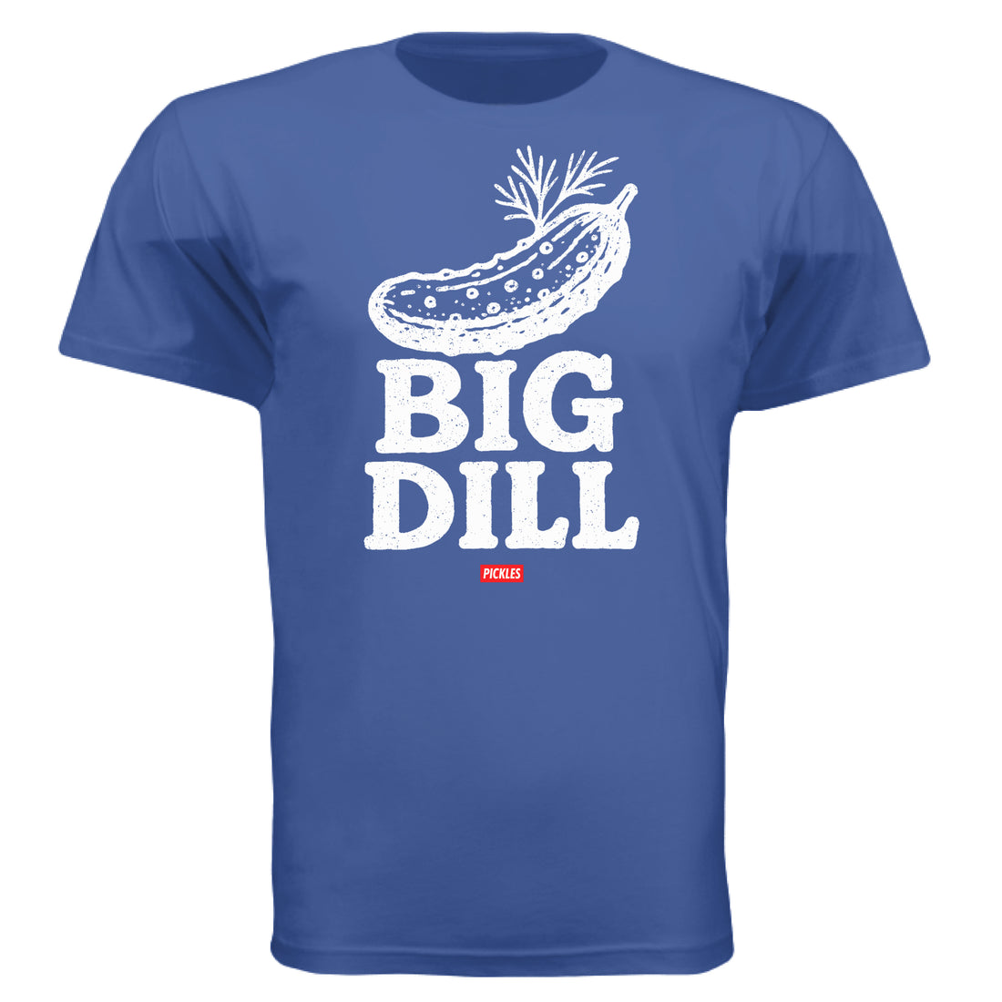 The Big Dill Funny Pickle T-Shirt in Metro Blue, front view