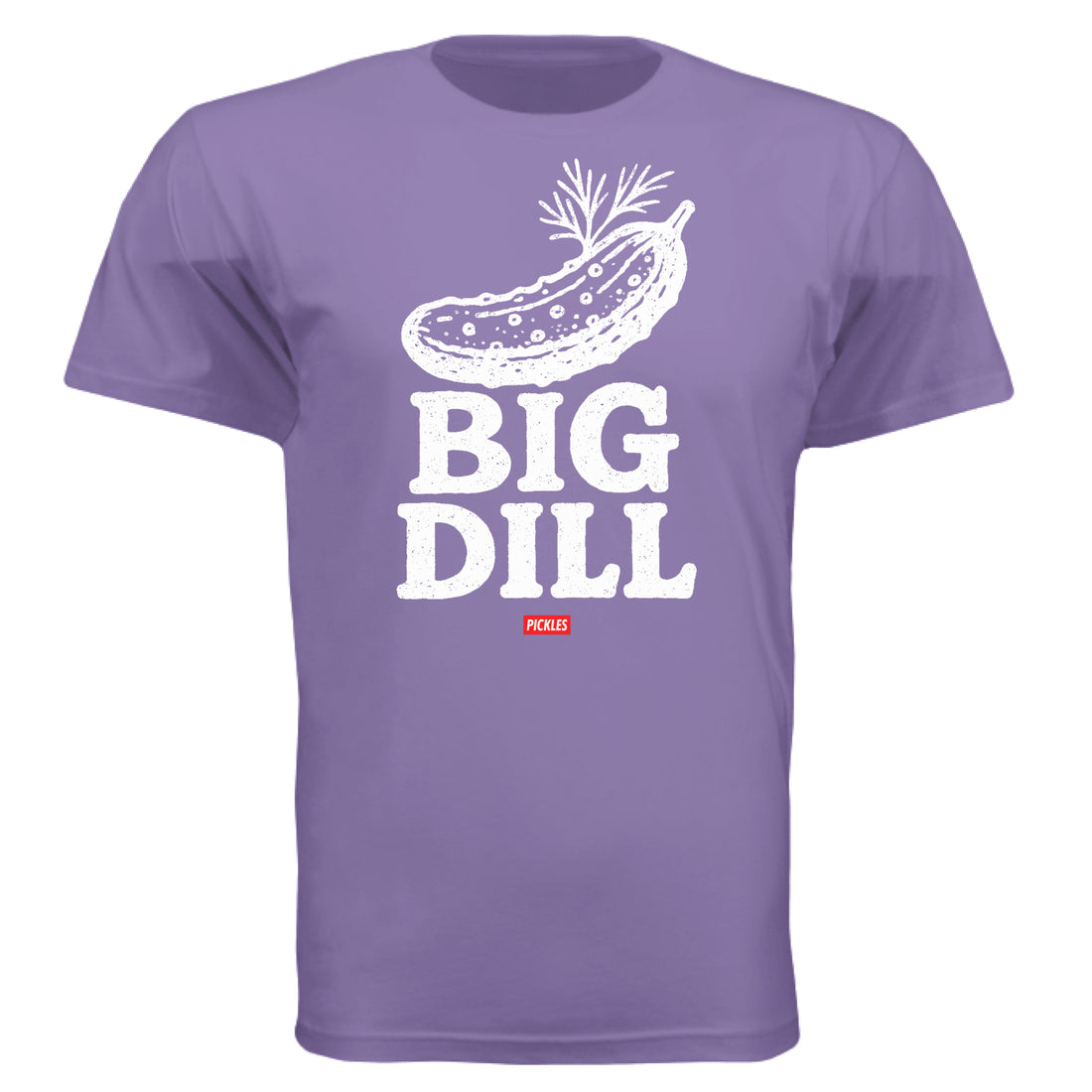 The Big Dill Funny Pickle T-Shirt in Violet, front view