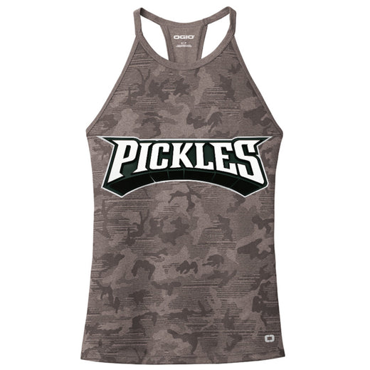 Tight Pickles Performance Tank in Gear Grey Camo, front view