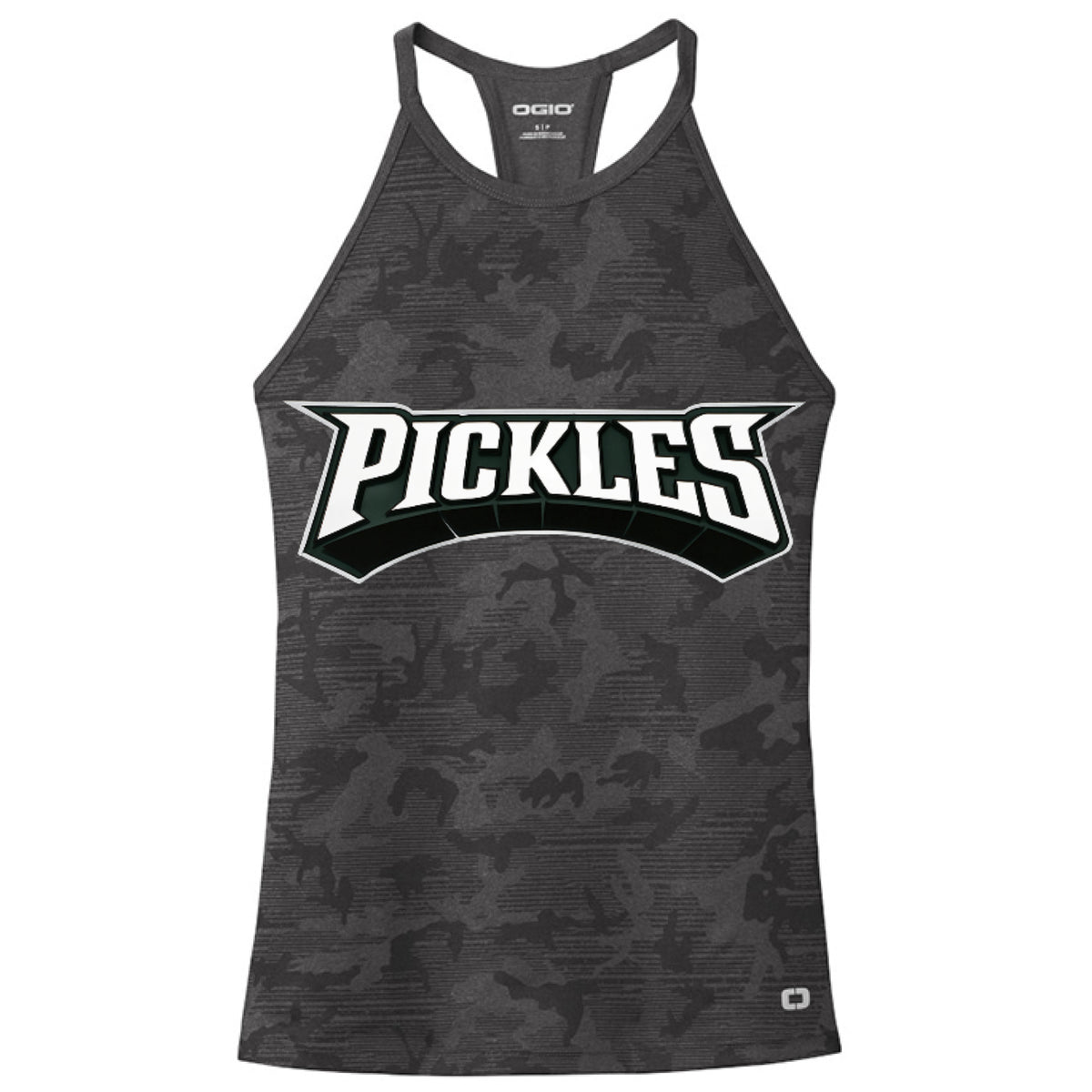 Tight Pickles Performance Tank in Blacktop Camo, front view