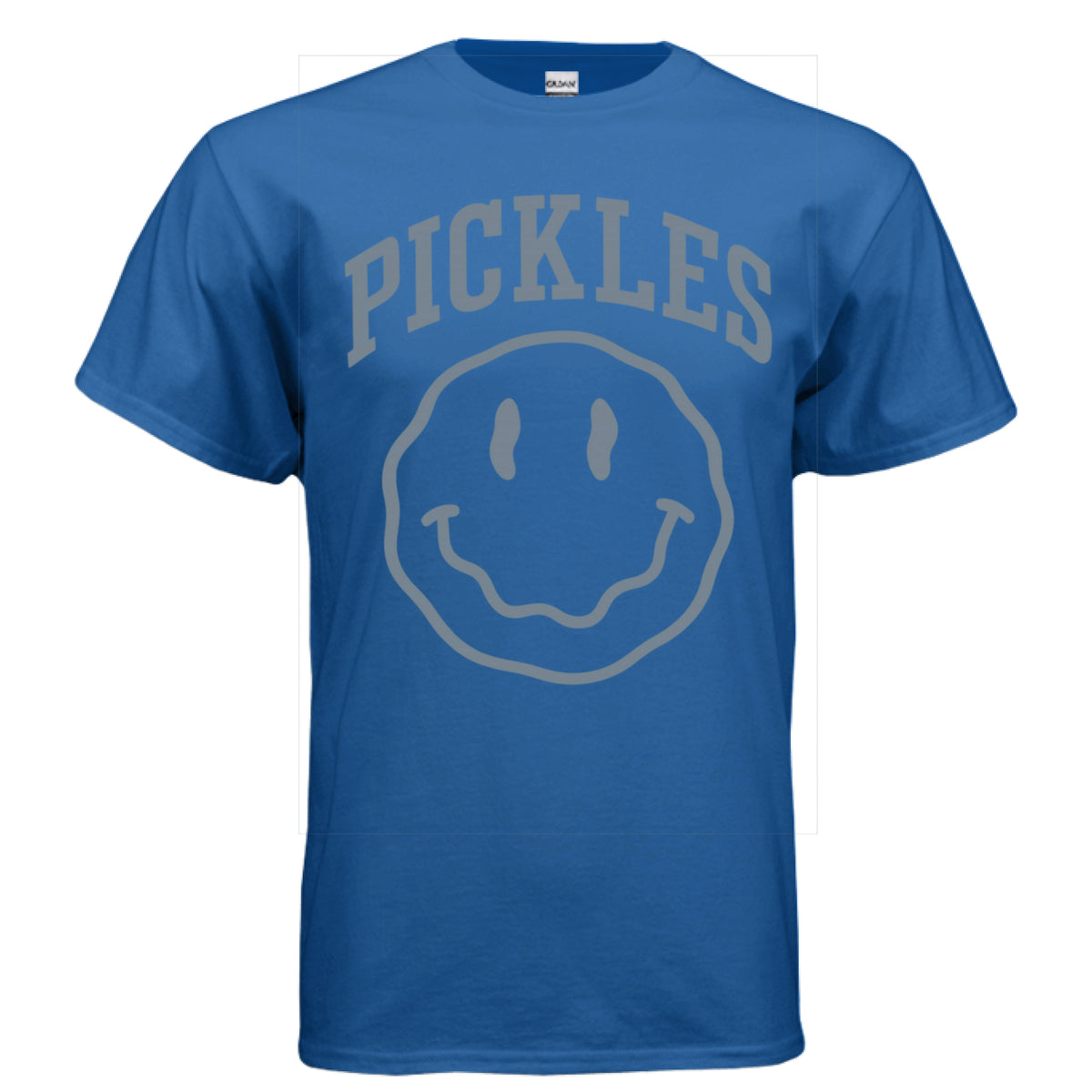 Classic Pickles Retro Logo T-Shirt in NEON BLUE, front view