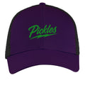 Dill-Light Eco Trucker Hat in Beetroot/ Black — front view | heritage lifestyle | Pickles Apparel