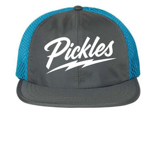 Dill-Lightning Performance Mesh Pickle Cap in Charcoal/ Cyan, front view