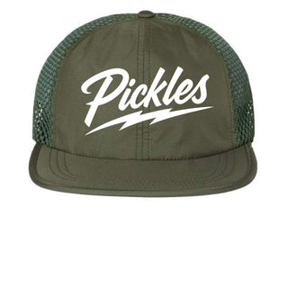 Dill-Lightning Performance Mesh Pickle Cap in Olive, front view