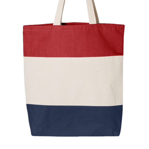 DillLightful Graphic Canvas Tote in Navy/ Natural/ Red — back view | playful pickle gift | Pickles Apparel