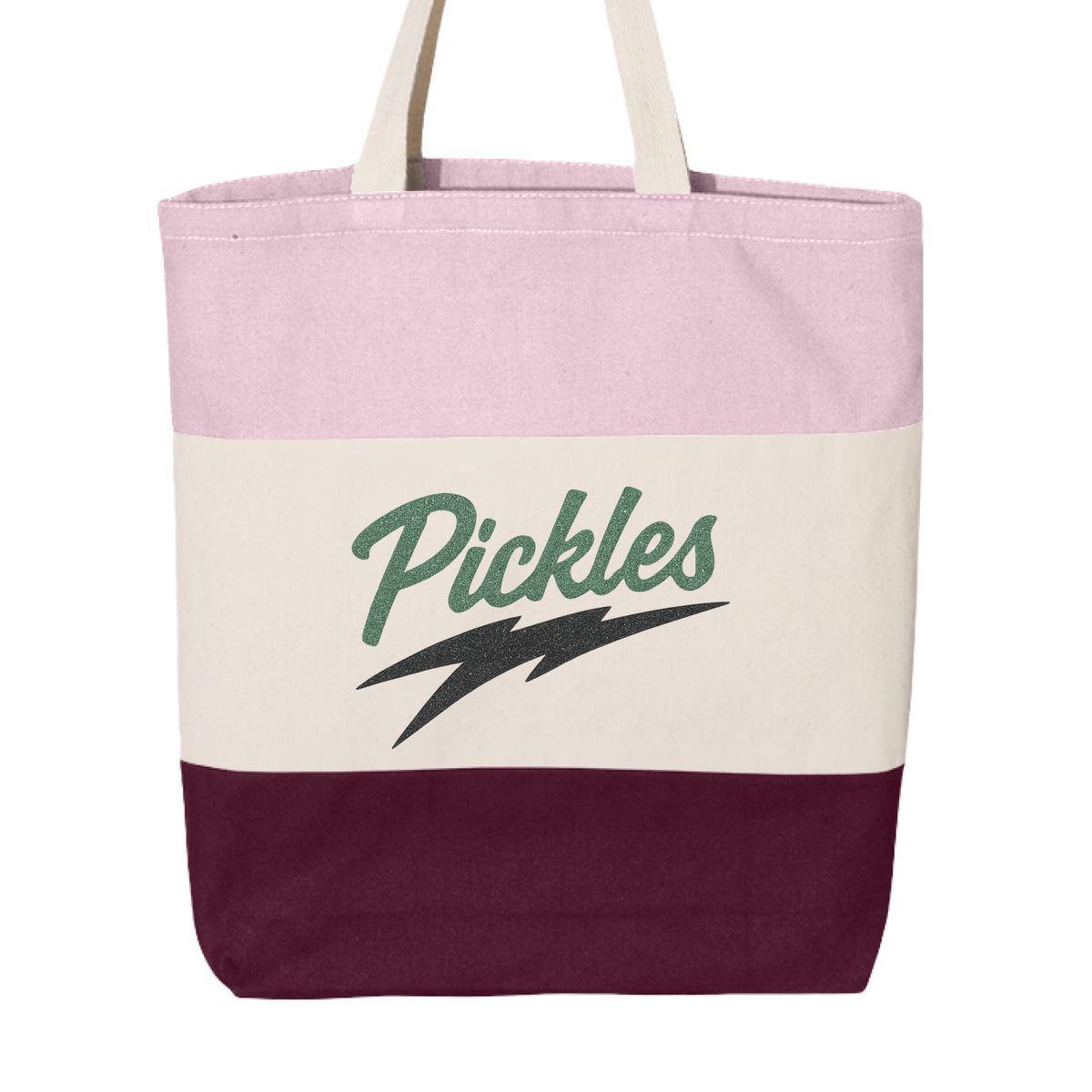 DillLightful Graphic Canvas Pickle Tote in Maroon/ Natural/ Light Pink, front view