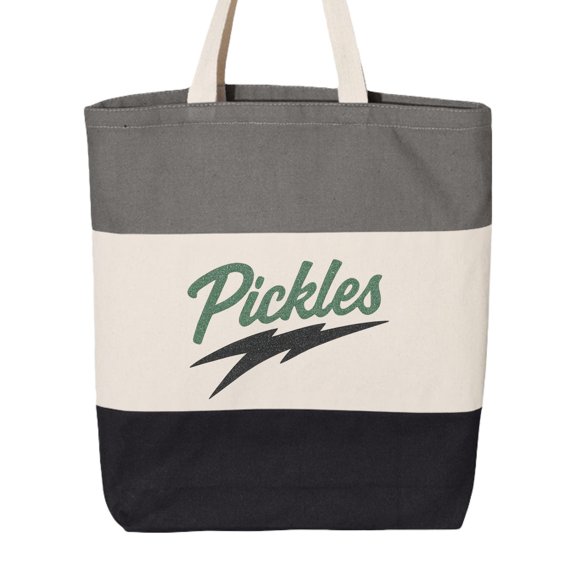 DillLightful Graphic Canvas Pickle Tote in Black/ Natural/ Light Grey, front view