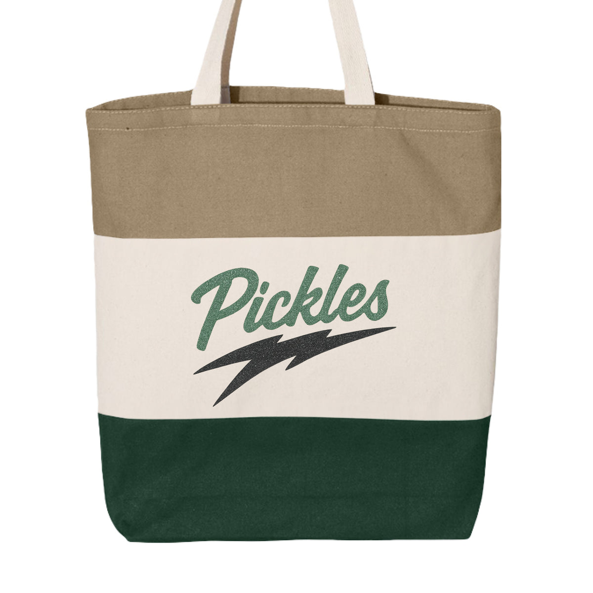 DillLightful Graphic Canvas Pickle Tote in Forest/ Natural/ Khaki, front view