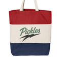 DillLightful Graphic Canvas Tote in Navy/ Natural/ Red — front view | novelty pickle apparel | Pickles Apparel