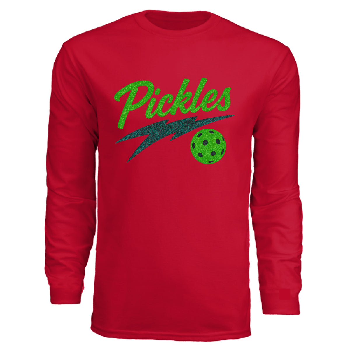 Pickleball Long-Sleeve Cotton T-Shirt in SCARLET, front view