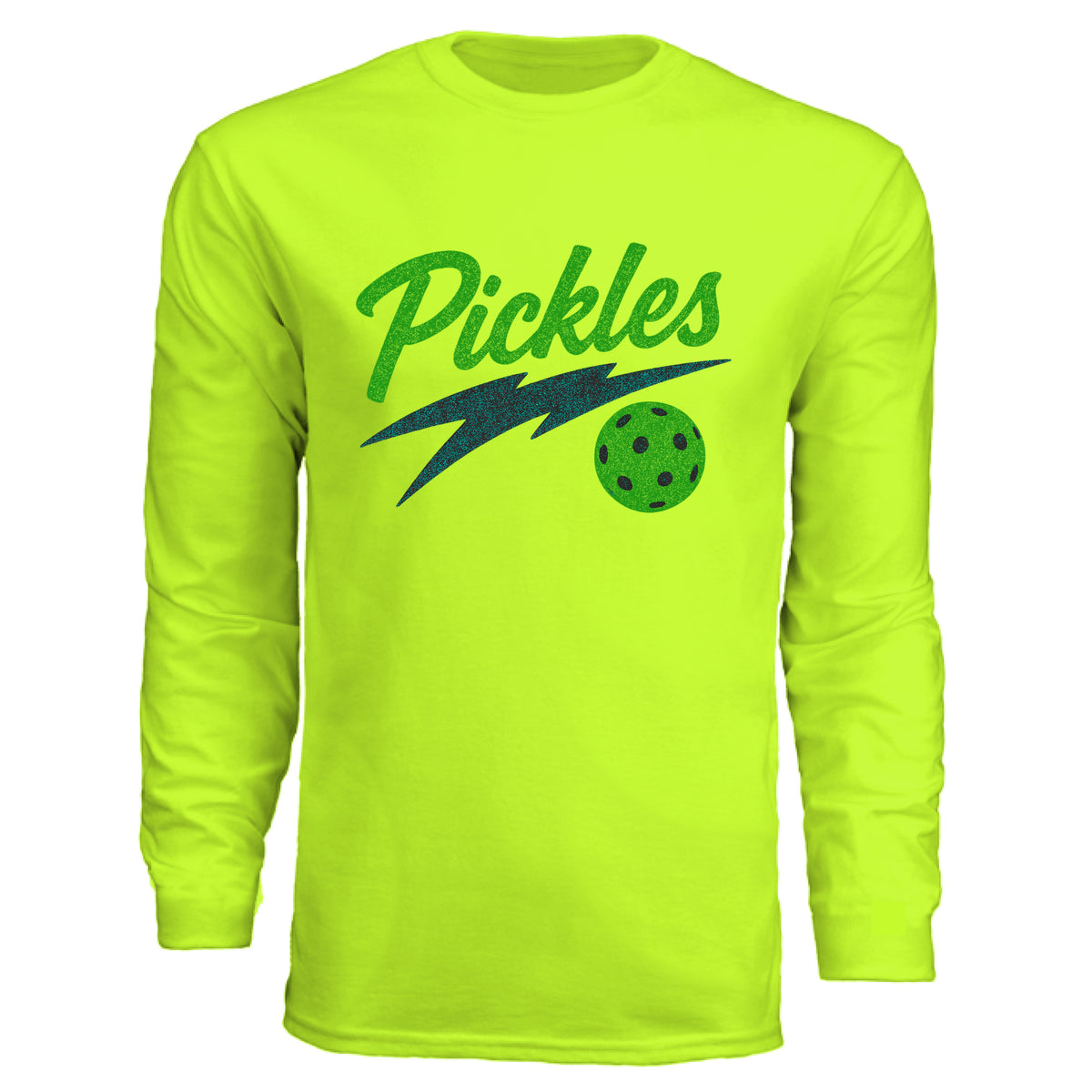 Pickleball Long-Sleeve Cotton T-Shirt in SAFETY YELLOW, front view