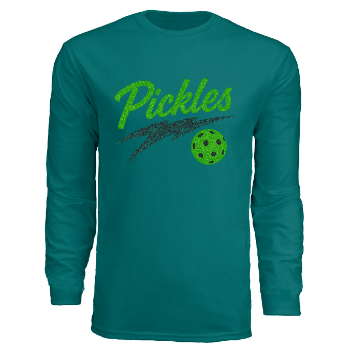 Pickleball Long-Sleeve Cotton T-Shirt in TEAL, front view