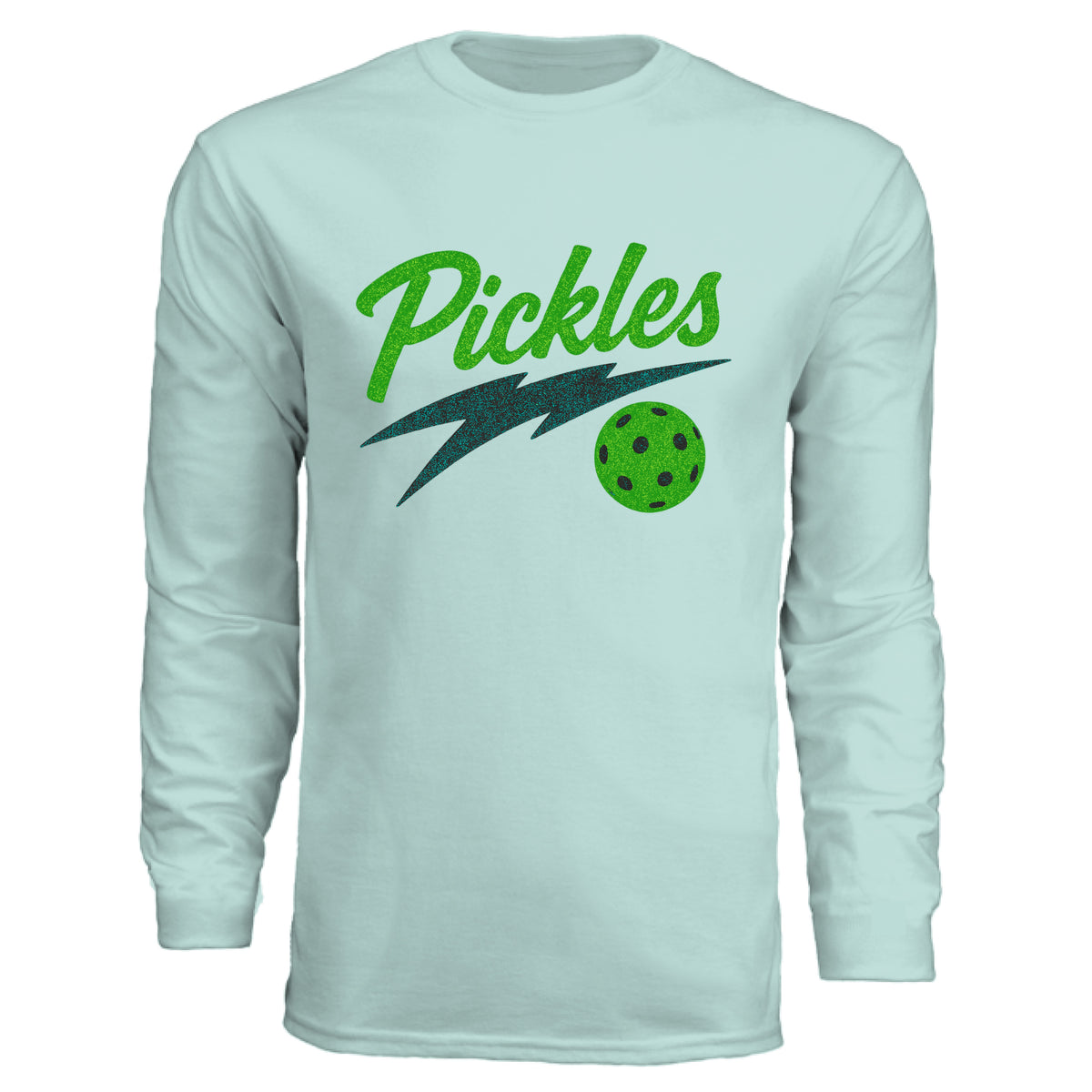 Pickleball Long-Sleeve Cotton T-Shirt in PASTEL MINT, front view