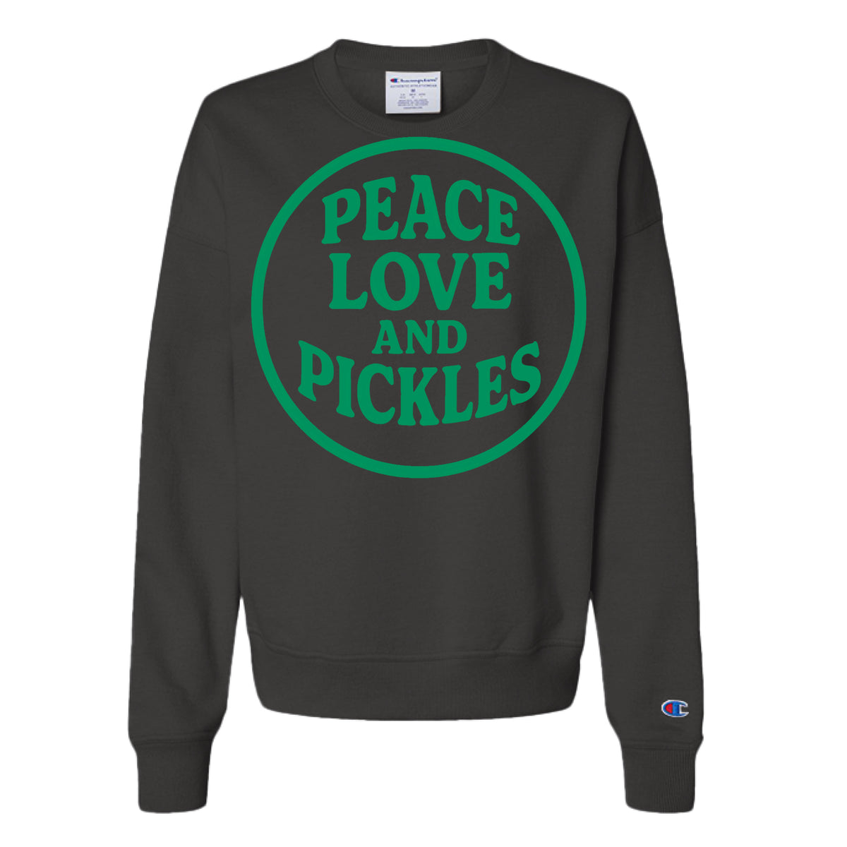 Peace Love and Pickles Women's Sweatshirt in Black, front view