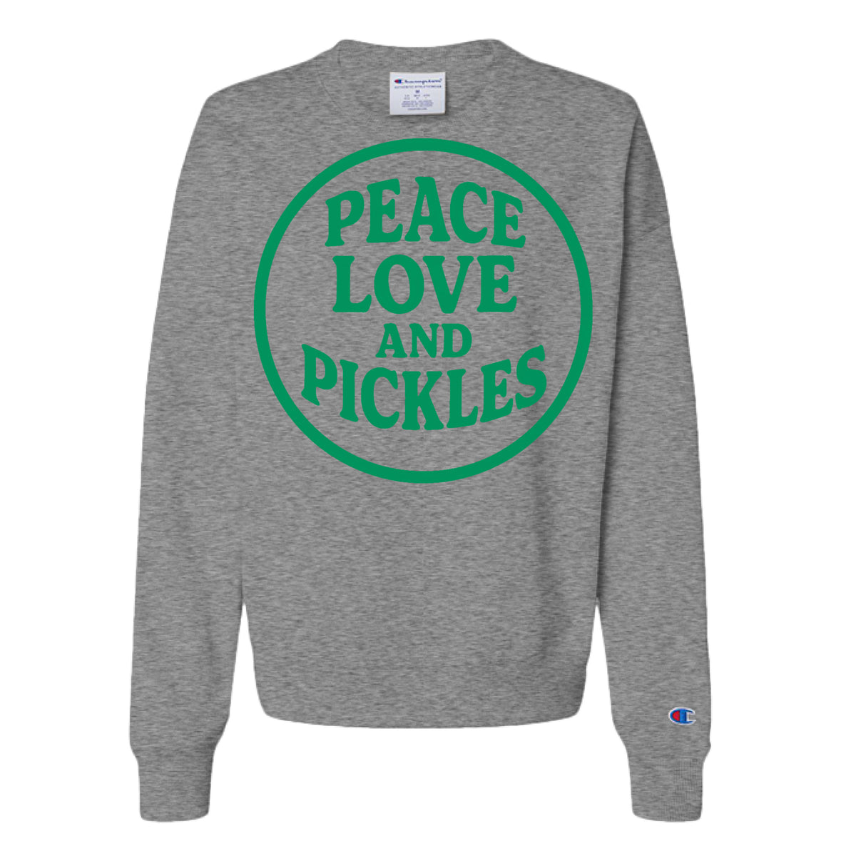 Peace Love and Pickles Women's Sweatshirt in Light Steel, front view