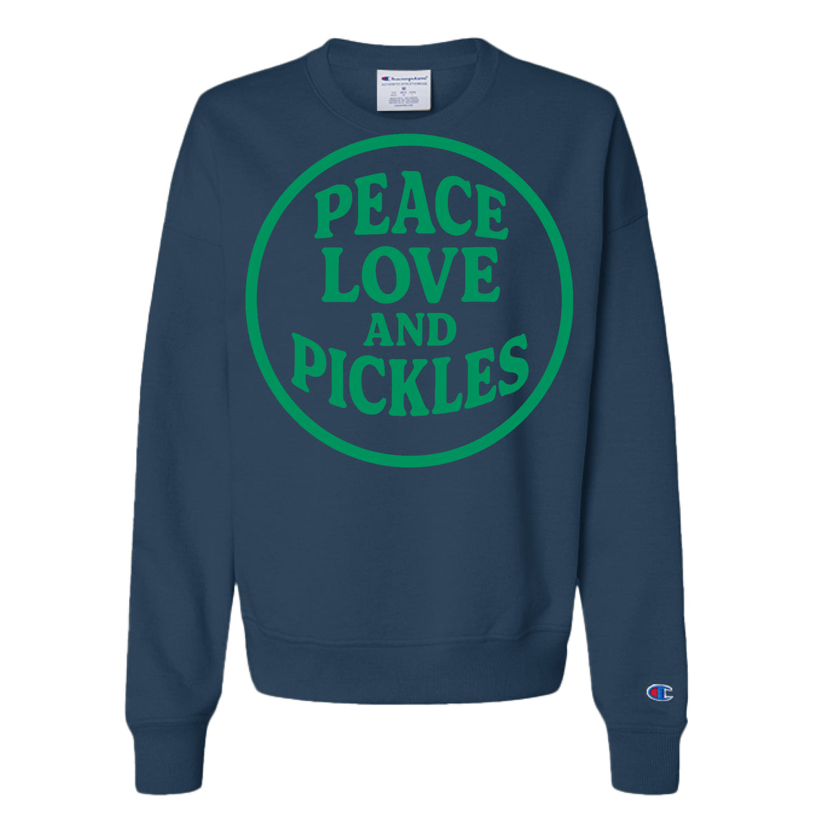 Peace Love and Pickles Women's Sweatshirt in Late Night Blue, front view