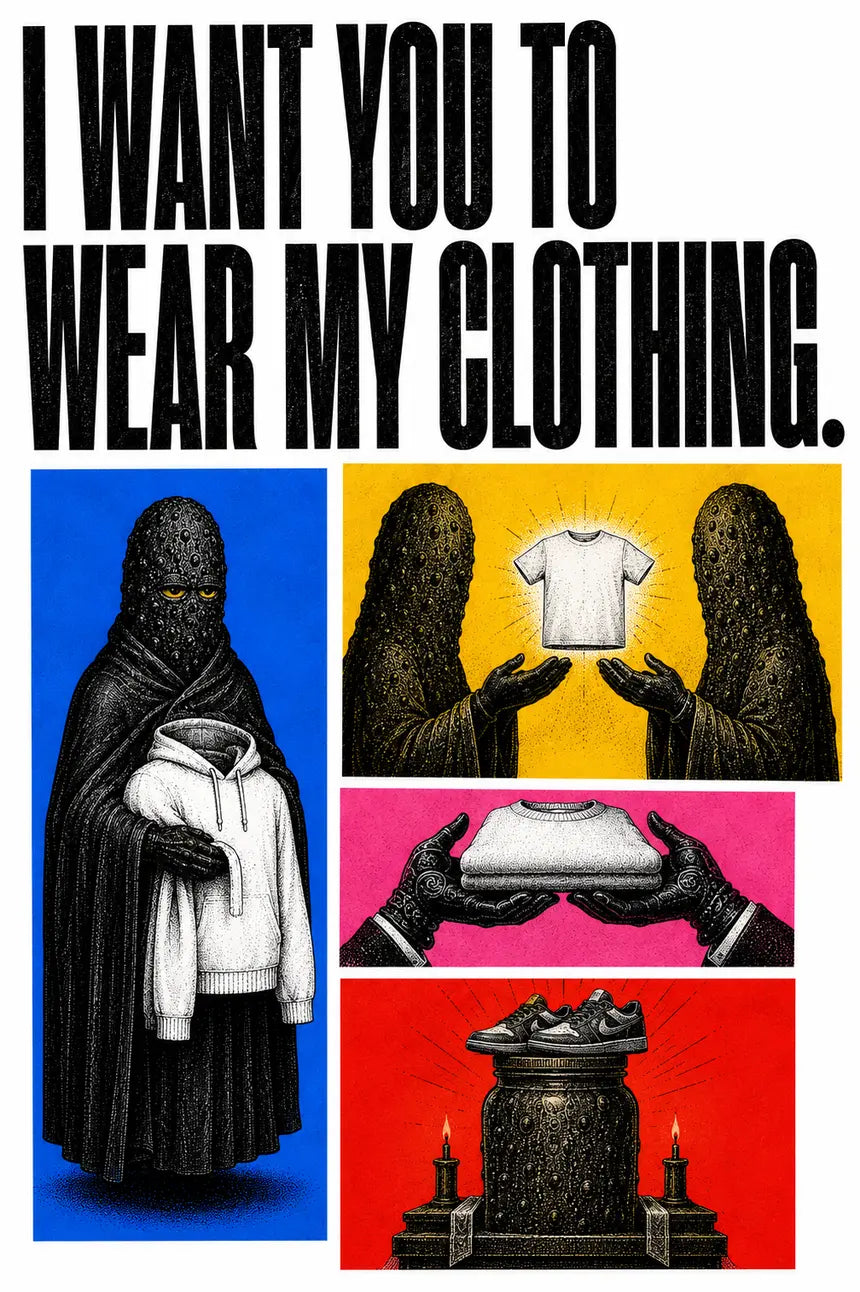 Secret pickle fashion ritual campaign collage
